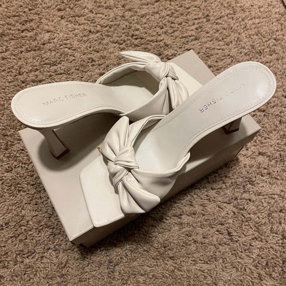 Marc Fisher Women's Cream Leather Heeled Sandals